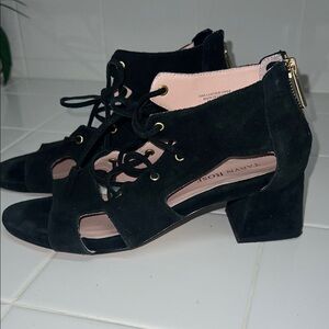 Taryn Rose Black Suede Lace-Up Heels